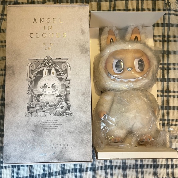 pop mart Other - Authentic NEW POP MART LABUBU The Monsters Angel In Clouds Vinyl Doll white HTF